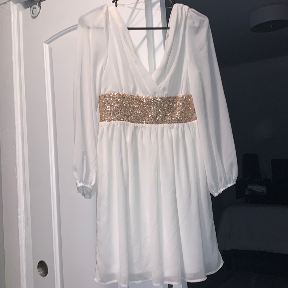 Vintage white and gold dress for the evening